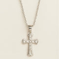 Crystal Cross Pendant Necklace - PEACORA