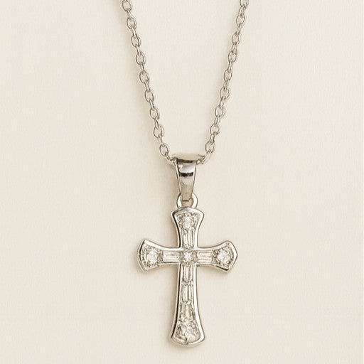 Crystal Cross Pendant Necklace - PEACORA