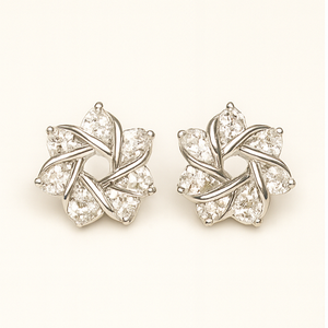 Radiant Floral Diamond Stud Earrings - PEACORA
