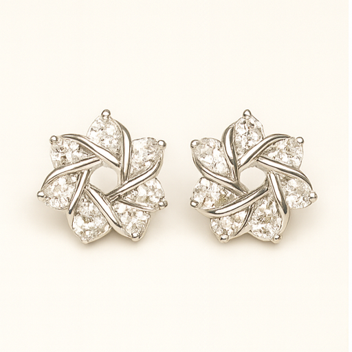Radiant Floral Diamond Stud Earrings - PEACORA