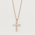 Rose Gold Vermeil Crystal Cross Necklace - PEACORA
