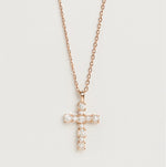 Load image into Gallery viewer, Rose Gold Vermeil Crystal Cross Necklace
