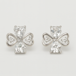 Load image into Gallery viewer, Silver Clover Crystal Stud Earrings - PEACORA
