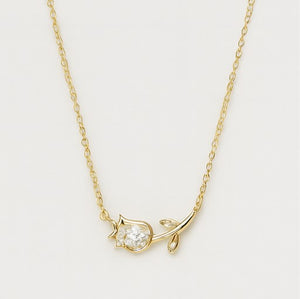 Gold Tulip Blossom Pendant Necklace - PEACORA