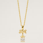 Load image into Gallery viewer, Gold Bow Crystal Pendant Necklace - PEACORA
