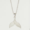 Silver Whale Tail Pendant Necklace - PEACORA