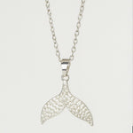 Load image into Gallery viewer, Silver Whale Tail Pendant Necklace - PEACORA
