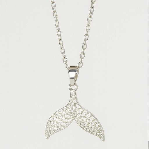 Silver Whale Tail Pendant Necklace - PEACORA