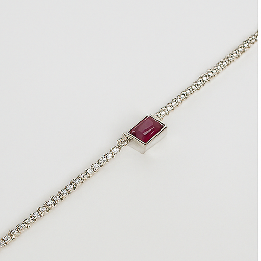 Radiant Ruby Charm Sterling Silver Bracelet Red - PEACORA