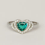 Load image into Gallery viewer, Emerald Green Heart Halo Promise Ring
