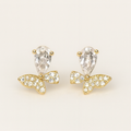 Elegant Gold Floral Stud Earrings - PEACORA