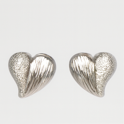 Eternal Shine Textured Heart Studs - PEACORA