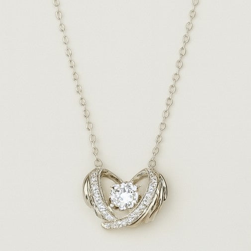Silver Heart Embrace Pendant Necklace - PEACORA