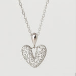 Load image into Gallery viewer, Silver Sparkling Heart Pendant Necklace - PEACORA

