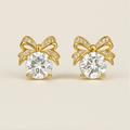 Gold Bow Knot Crystal Earrings - PEACORA