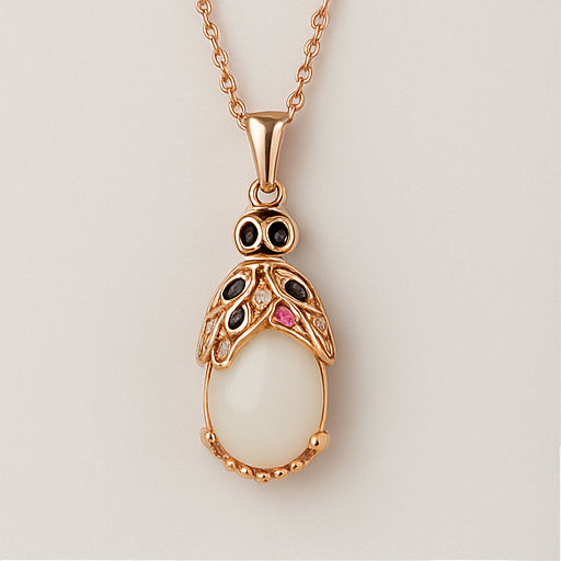 Rose Gold Lucky Rabbit Gemstone Necklace
