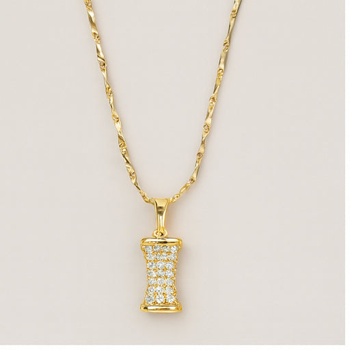 Golden Crystal Barrel Pendant Necklace