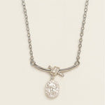 Load image into Gallery viewer, Silver Oval Drop Pendant Necklace - PEACORA
