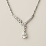 Load image into Gallery viewer, Silver Teardrop Crystal Pendant Necklace - PEACORA
