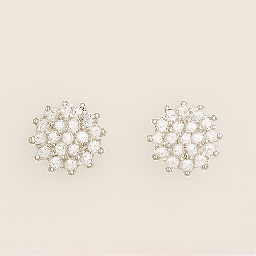 Sparkling Diamond Cluster Stud Earrings - PEACORA