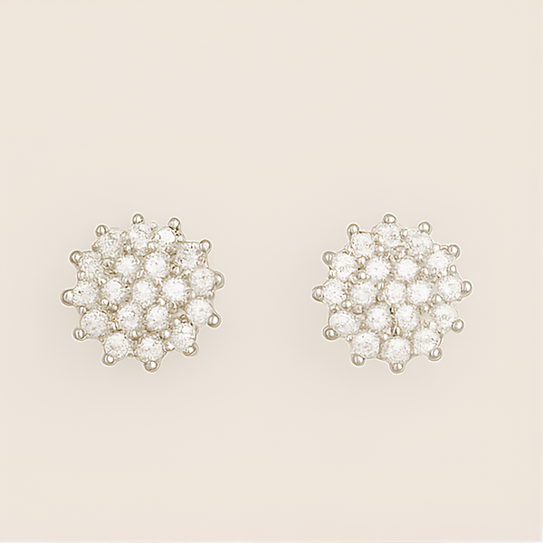Sparkling Diamond Cluster Stud Earrings - PEACORA