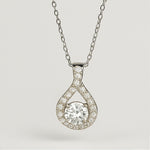 Load image into Gallery viewer, Silver Teardrop Halo Moissanite Necklace
