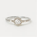 Vintage Sunburst Halo Engagement Ring - PEACORA