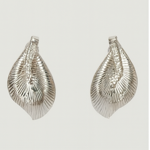 Silver Whisper Leaf Drop Earrings - PEACORA