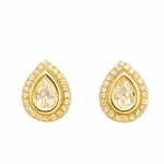 Load image into Gallery viewer, Gold Teardrop Halo Stud Earrings - PEACORA
