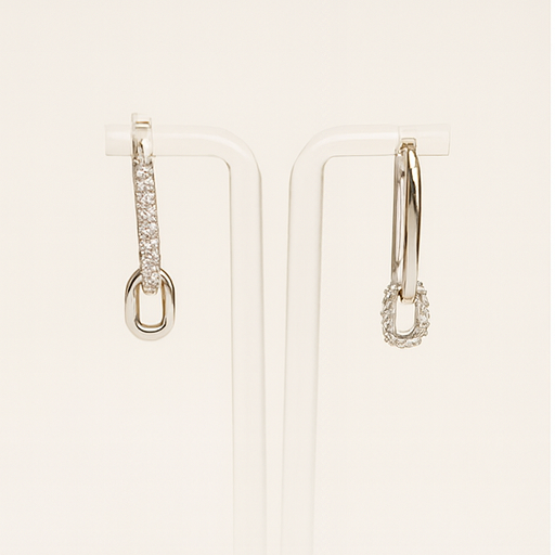Modern Asymmetrical Link Drop Earrings - PEACORA