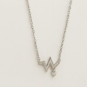 Heartbeat Necklace with Heart Charm - PEACORA