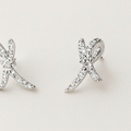 Crystal Ribbon Stud Earrings - PEACORA