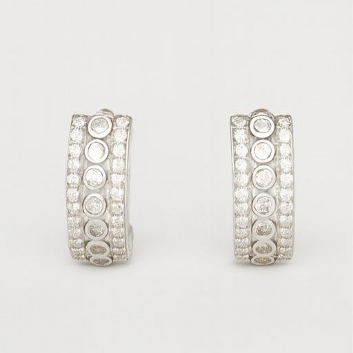 Bezel Crystal Hoop Earrings - PEACORA