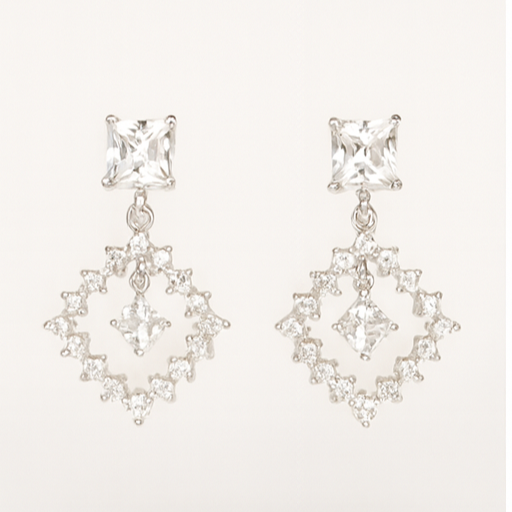 Princess Cut Diamond Drop Earrings - PEACORA