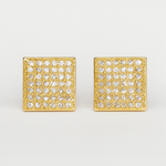 Load image into Gallery viewer, Gold Square Crystal Stud Earrings - PEACORA
