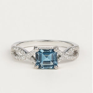 Infinity Aquamarine Crystal Accent Ring - PEACORA