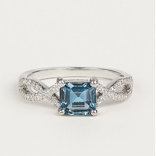 Infinity Aquamarine Crystal Accent Ring - PEACORA