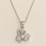 Load image into Gallery viewer, Silver Floral Crystal Pendant Necklace - PEACORA
