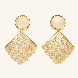 Radiant Gold Diamond Drop Earrings - PEACORA
