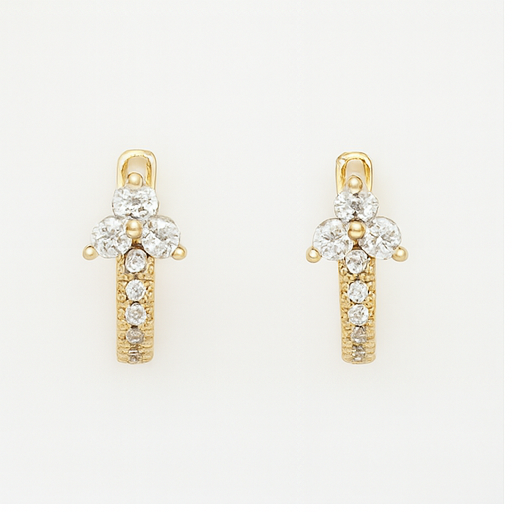 Floral Diamond Gold Hoop Earrings - PEACORA