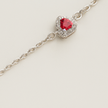 Ruby Heart Sterling Silver Bracelet - PEACORA