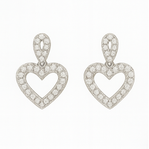 Diamond Heart Drop Earrings - PEACORA