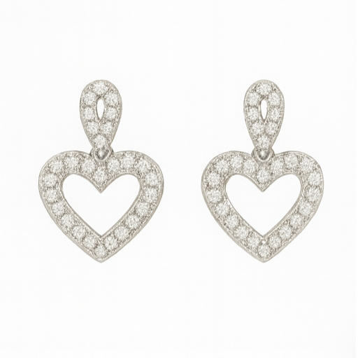 Diamond Heart Drop Earrings - PEACORA