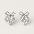 Heart & Bow Crystal Earrings - PEACORA