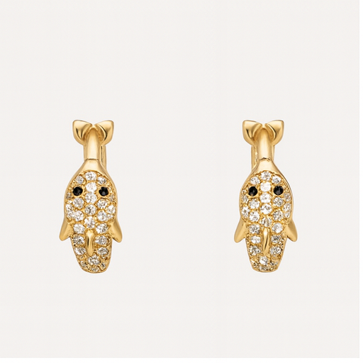 Golden Elephant Pavé Stud Earrings - PEACORA