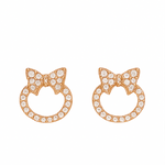 Load image into Gallery viewer, Rose Gold Crystal Bow Studs - PEACORA
