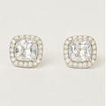 Cushion-Cut Halo Stud Earrings - PEACORA