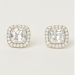 Load image into Gallery viewer, Cushion-Cut Halo Stud Earrings - PEACORA
