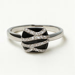 Load image into Gallery viewer, Black Enamel and Crystal Accent Ring
