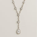 Silver Teardrop Crystal Necklace - PEACORA
